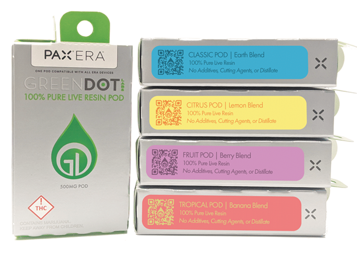 pax era cannabis pods by greendot labs