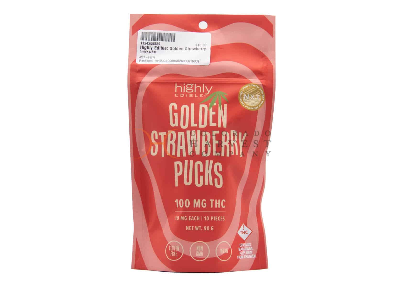 Highly Edible Golden Strawberry Pucks Menu